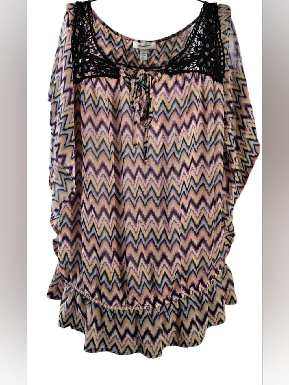 Dress Barn Boho Chevron Lace Yoke Women’s Top Size 14/16